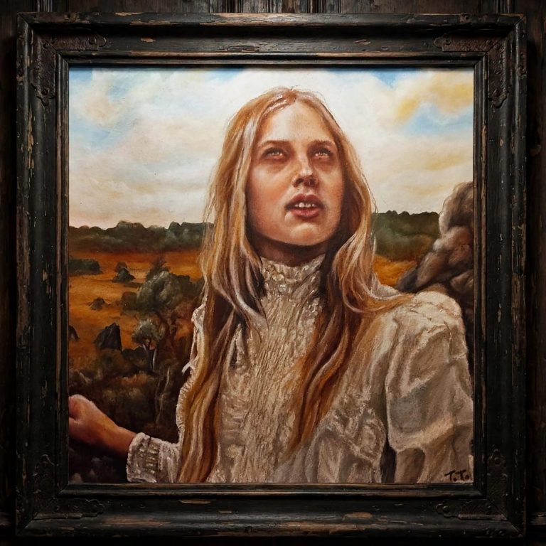 Picnic at Hanging Rock Inspired Portrait Miranda Picnic at Hanging Rock inspired original pastel - haunted Victorian schoolgirl portrait by Thalita Tonon - natural light wood frame
