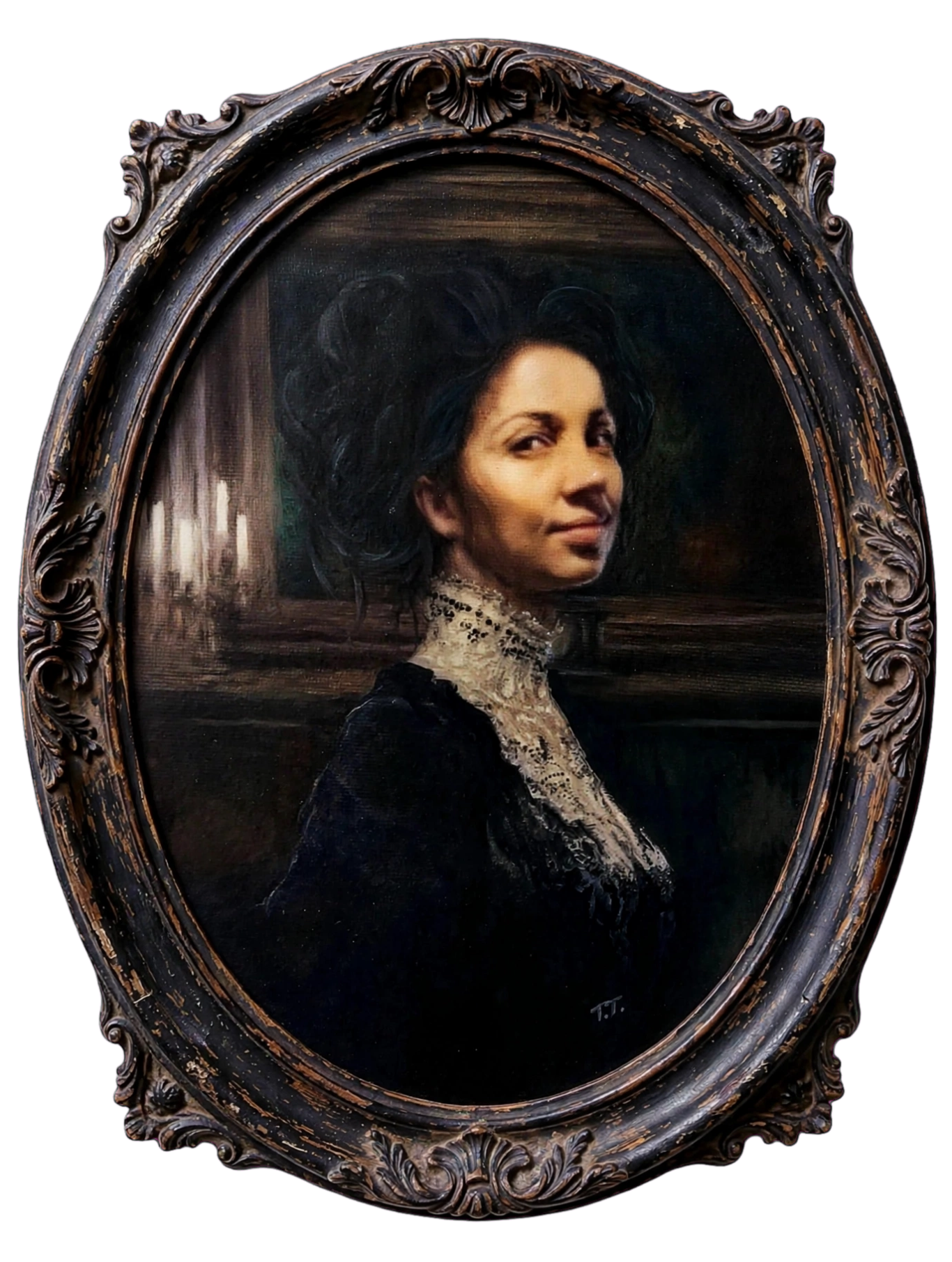Ritratto Vittoriano su Commissione - Eleganza Senza Tempo Ritratto personalizzato in stile vittoriano dipinto a mano ad olio. Un esempio di custom portrait storico realizzato in Italia da foto.